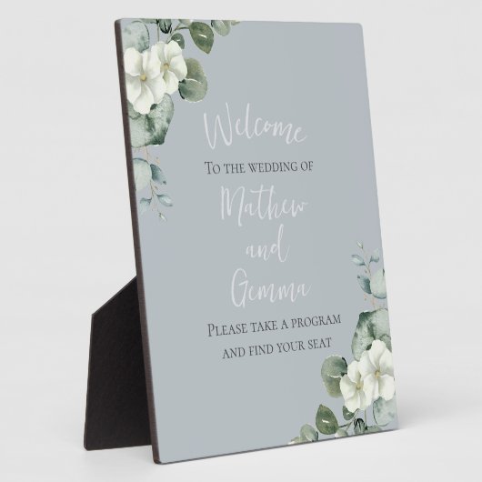 Modern Eukalyptus Design Wedding Sign Fotoplatte (Seite)