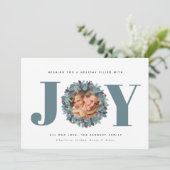 Modern Eukalyptus Foto Typografie Weihnachtskarte Karte (Stehend Vorderseite)