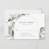 Modern Eukalyptus Gold Arch Wedding RSVP Karte (Vorderseite)