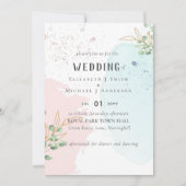 Modern Eukalyptus Greenery Blue Pink Wedding (Vorderseite)