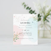Modern Eukalyptus Greenery Blue Pink Wedding (Stehend Vorderseite)