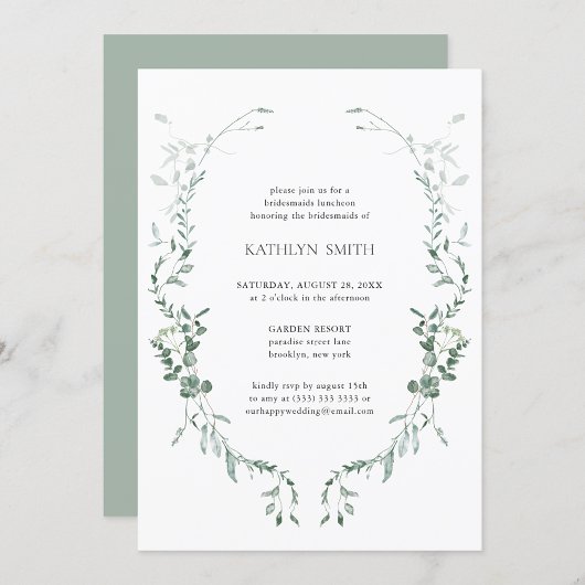 Modern Eukalyptus Greenery Bridesmaids Luncheon Einladung