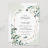 Modern Eukalyptus Greenery Gold Geometric Wedding Einladung (Vorne/Hinten)