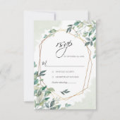 Modern Eukalyptus Greenery Gold Geometric Wedding RSVP Karte (Vorderseite)
