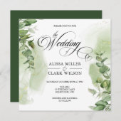 Modern Eukalyptus Greenery Gold Wedding Einladung (Vorne/Hinten)