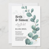 Modern Eukalyptus Greenery Watercolor Wedding Einladung (Vorderseite)