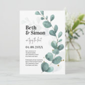 Modern Eukalyptus Greenery Watercolor Wedding Einladung (Stehend Vorderseite)