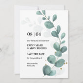 Modern Eukalyptus Greenery Watercolor Wedding Rett Save The Date (Vorderseite)