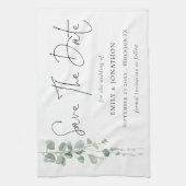 Modern Eukalyptus Script Keepake Save the Date Geschirrtuch (Vertikal)