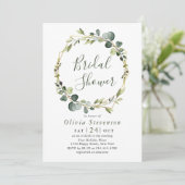 Modern Eukalyptus Wreath Frame Brautparty Boho Einladung (Stehend Vorderseite)