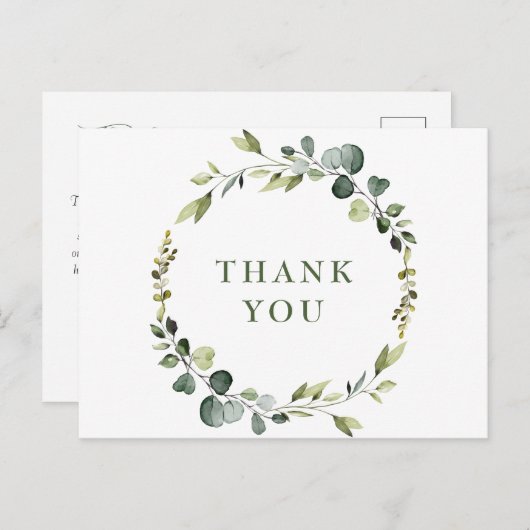Modern Eukalyptus Wreath Frame Danke Boho Postkarte (Vorne/Hinten)