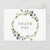 Modern Eukalyptus Wreath Frame Danke Boho Postkarte (Vorderseite)
