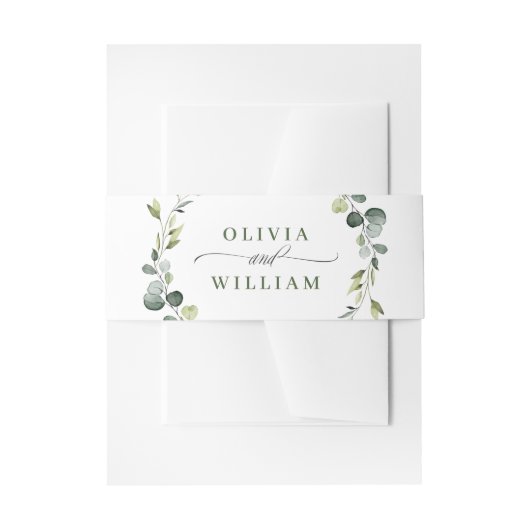 Modern Eukalyptus Wreath Frame Wedding Boho Einladungsbanderole (Vorderseite Beispiel)