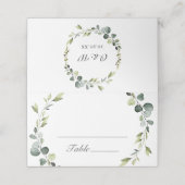 Modern Eukalyptus Wreath Frame Wedding Boho Platzkarte (Außenseite Aufgefaltet)