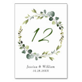 Modern Eukalyptus Wreath Frame Wedding Boho Tischnummer (Vorderseite)