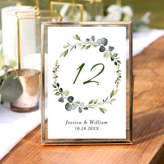 Modern Eukalyptus Wreath Frame Wedding Boho Tischnummer