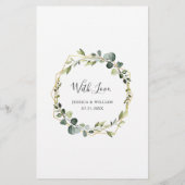 Modern Eukalyptus Wreath Wedding Boho Dinner Menu (Rückseite)