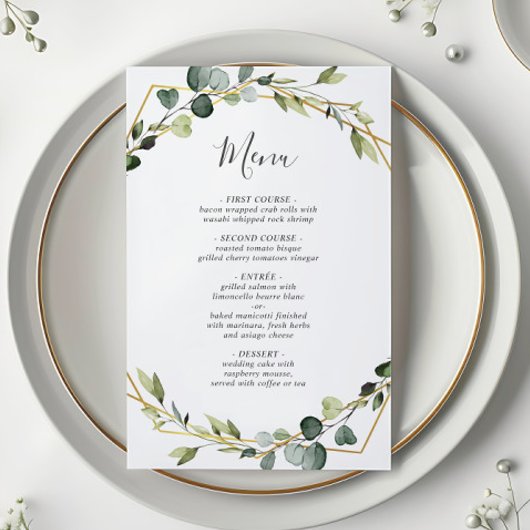 Modern Eukalyptus Wreath Wedding Boho Dinner Menu