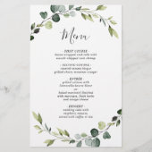Modern Eukalyptus Wreath Wedding Dinner Menu (Vorderseite)