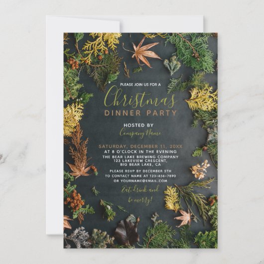 Modern Evergreen Greenery Feiertag Einladung (Vorderseite)
