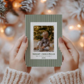 Modern Evergreen Pinstriche Weihnachten Familie Fo