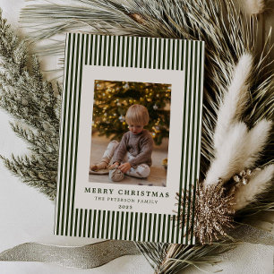Modern Evergreen Pinstriche Weihnachten Familie Fo