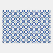 Modern Evil Eye Pattern Blue & Gold Protection Geschenkpapier Set (Vorderseite)