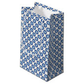 Modern Evil Eye Pattern Blue & Gold Protection Kleine Geschenktüte (Rückseite Schrägansicht)