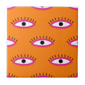 Modern Evil Eye Pattern Burnt Orange Boho Fliese (Vorderseite)