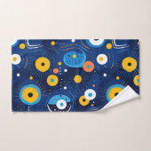 Modern Evil Eye Pattern Navy Blue BOHO Badhandtuch Set (Handtuch)
