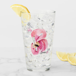 Modern Exotic Pink Lasst Flamingo Wasserfarbe  Glas