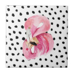 Modern Exotic Pink Watercolor Flamingo & Dots Fliese<br><div class="desc">Modern Exotic Pink Watercolor Flamingo & Dots</div>
