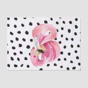 Modern Exotic Pink Watercolor Flamingo & Dots Seidenpapier
