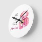 Modern Exotic Stand Tall And BE Fabulous Flamingo Runde Wanduhr (Winkel)