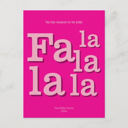 Modern Fa La Hot Pink Einfache Weihnachtszeit Postkarte (Vorderseite)