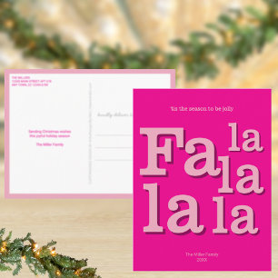 Modern Fa La Hot Pink Einfache Weihnachtszeit Postkarte