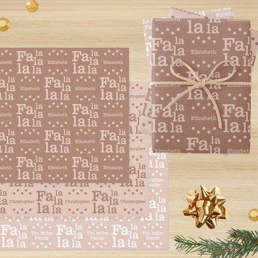 Modern Fa La Mocha Einfache Add Name Weihnachten Geschenkpapier Set