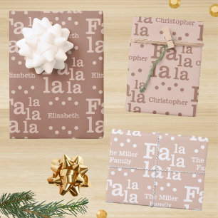 Modern Fa La Mocha Einfache Add Name Weihnachten Geschenkpapier Set
