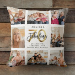 Modern fabelhaft 70. Geburtstag Foto Collage Gold Kissen<br><div class="desc">Ein wunderschönes,  modernes Geschenk für ein 70. Geburtstagsgeschenk: Ein trendiges Foto-Collage-Kissen mit persönlicher Nachricht und Namen rund um ein minimalistisch-schicke FABULOUS 70 Goldskriptkalligraphie-Design für diesen speziellen Sake voller Jahre Erinnerungen.</div>