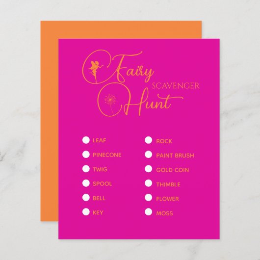 Modern Fairy Birthday Scavenger Hunt Party Game (Vorne/Hinten)