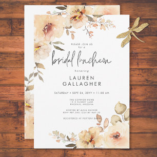 Modern Fall Champagne Floral Frame Bridal Luncheon Einladung