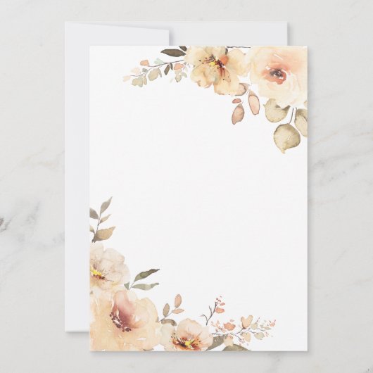 Modern Fall Champagne Floral Frame Bridal Luncheon Einladung (Rückseite)