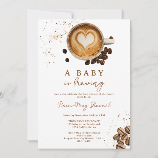 Modern Fall Coffee Baby wird Baby-Dusche Einladung (Vorderseite)