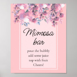 Modern Fall Floral Dusty Rose Mimosa Bar Poster