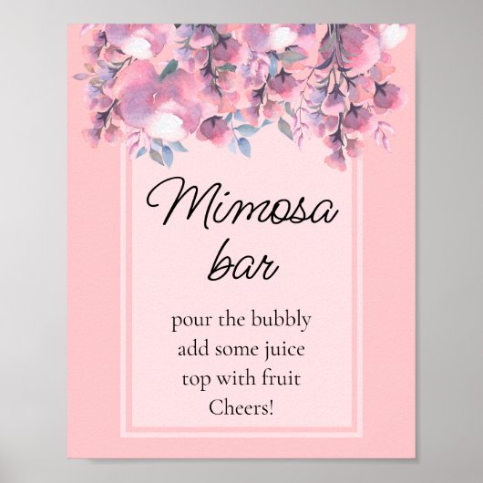 Modern Fall Floral Dusty Rose Mimosa Bar Poster (Vorne)