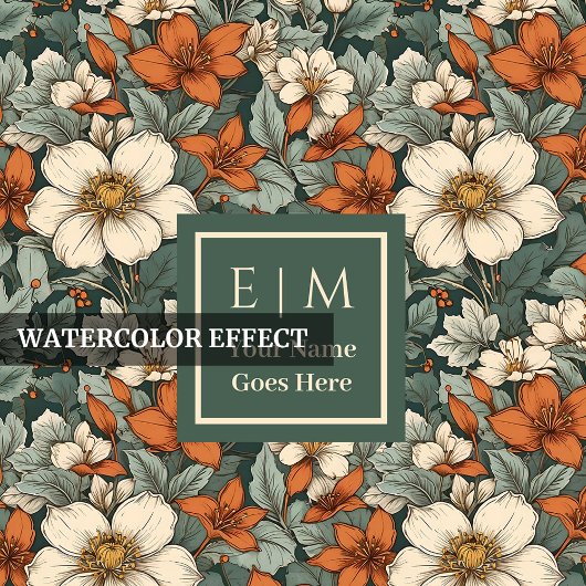 Modern Fall Floral Pastel Sage Custom Name Towel Badhandtuch Set