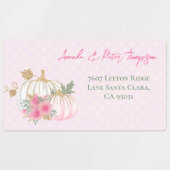 Modern Fall Gold Weiße Grünpflanzen Pumpkin Bläsch Etiketten (Design 1)