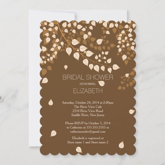 Modern Fall Herbstleaf Bridal Dusche Einladung (Vorderseite)