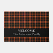 Modern Fall Kariert Orange Name Fußmatte (Vorderseite)