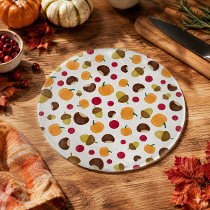 Modern Fall Pumpkin Berries Acorns Schneidebrett